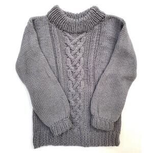 Handknit Chunky Wool Sweater - Women's Small/Medium S/M Gray Scottish Cable NWT